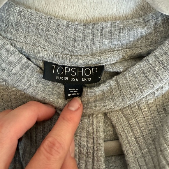Topshop Gray Ribbed Cutout Crop Top - Picture 2 of 4